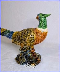 Pheasant Bird Figurine Colorful Ceramic Collectible Decorative 17-3/4 x 9-3/4