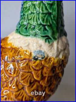 Pheasant Bird Figurine Colorful Ceramic Collectible Decorative 17-3/4 x 9-3/4