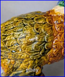 Pheasant Bird Figurine Colorful Ceramic Collectible Decorative 17-3/4 x 9-3/4