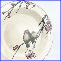 Pinder Bourne Painted Bowls Birds Blossoms 1880s Pre Doulton Beautiful