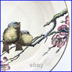 Pinder Bourne Painted Bowls Birds Blossoms 1880s Pre Doulton Beautiful