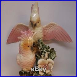 Pink Cockatoos Birds Wm Maddux California Pottery Vintage Rare Figurine Statue