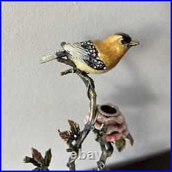 Porcelain And Bronze Candlestick Branch Bird