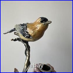 Porcelain And Bronze Candlestick Branch Bird