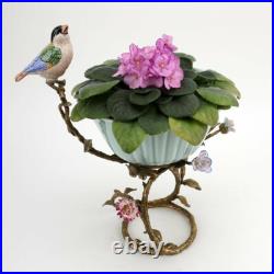 Porcelain Bird Bowl With Bronze Ormolu Planter