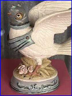 Porcelain Bird Doves Folk Art Figurine Altered Steampunk Watcher Warrior Artwork