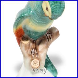 Porcelain Bird Figurine Herend Green Parrot Hand Painted Rare Vintage Statuett Porcelain Bird Figurine Herend Green Parrot Hand Painted Rare Vintage Statuett
