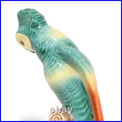 Porcelain Bird Figurine Herend Green Parrot Hand Painted Rare Vintage Statuett