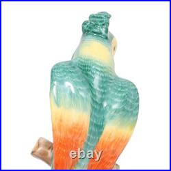 Porcelain Bird Figurine Herend Green Parrot Hand Painted Rare Vintage Statuett