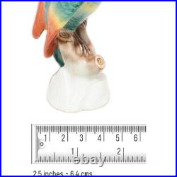 Porcelain Bird Figurine Herend Green Parrot Hand Painted Rare Vintage Statuett