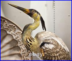 Porcelain Bird Figurine with Bronze Ormolu Statue Sculpture-10'' x 24''H