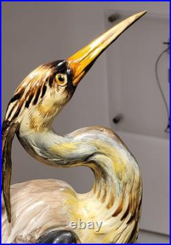 Porcelain Bird Figurine with Bronze Ormolu Statue Sculpture-10'' x 24''H