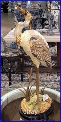 Porcelain Bird Figurine with Bronze Ormolu Statue Sculpture-10'' x 24''H