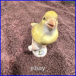 Porcelain Bird Figurines Small, White, Porcelain With A Flower, Yellow Old