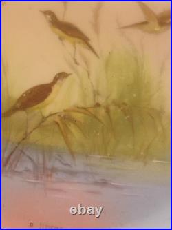 Porcelain Bird Plates Antique 1920s Set of 3 LimogesSigned B. Albert Blue Gold