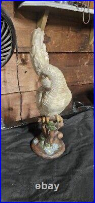 Porcelain Cockatoo Bird Figure Handmade Painted Signed 74 16T 1970s VTG White
