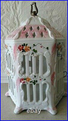 Porcelain Italian1900s hand painted bird cage in excellent condition