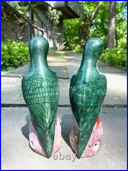 Porcelain Pair Large 10 Famille Verte Parrot Figures