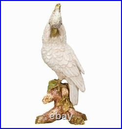 Porcelain Parrot Cockatoo Statue With Bronze Ormolu Bird Figurine 15H