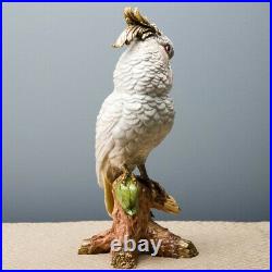 Porcelain Parrot Cockatoo Statue With Bronze Ormolu Bird Figurine 15H