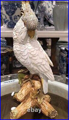 Porcelain Parrot Figurine With Bronze Accents