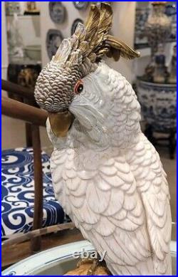 Porcelain Parrot Figurine With Bronze Accents