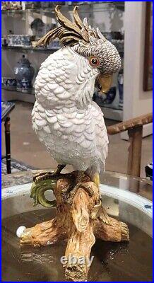 Porcelain Parrot Figurine With Bronze Accents