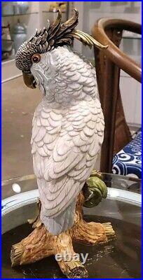 Porcelain Parrot Figurine With Bronze Accents