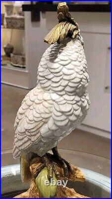 Porcelain Parrot Figurine With Bronze Accents