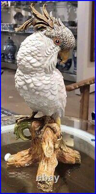 Porcelain Parrot Figurine With Bronze Accents