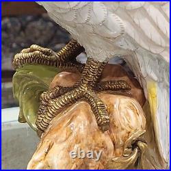 Porcelain Parrot Figurine With Bronze Accents