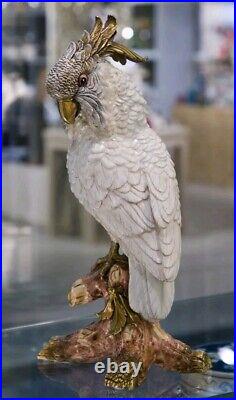 Porcelain Parrot Figurine With Bronze Accents