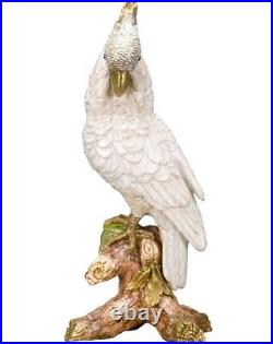 Porcelain Parrot Figurine With Bronze Accents