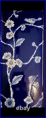 Porcelain Vase Blue White Bird Cherry Blossom Chinoiserie Chinese