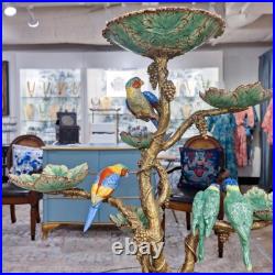 Porcelain and bronze ormolu parrot parrots birds centerpiece epergne figurine