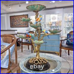 Porcelain and bronze ormolu parrot parrots birds centerpiece epergne figurine