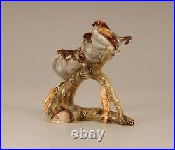 Porcelain bird figurine Sparrows Mid century Italy Ronzan style Lenci handmade