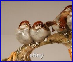 Porcelain bird figurine Sparrows Mid century Italy Ronzan style Lenci handmade