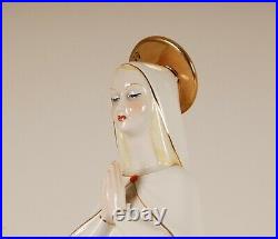 Porcelain figurine Virgin Mary Mid century Italy Giovanni Ronzan Lenci handmade