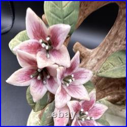 Porcelain figurine titled'Three Birds on Branch withApple Blossoms'Andrea by Sadek