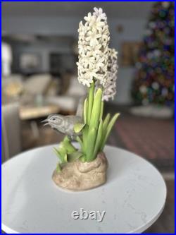 Porcelain sculpture titled'Catbird with Hyacinths' by Boehm