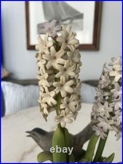 Porcelain sculpture titled'Catbird with Hyacinths' by Boehm