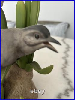 Porcelain sculpture titled'Catbird with Hyacinths' by Boehm