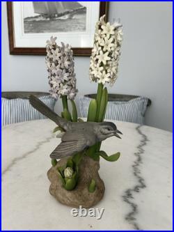 Porcelain sculpture titled'Catbird with Hyacinths' by Boehm