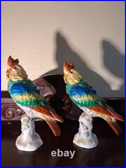 Pr Antique Paris De Porcelaine France Swords Mark Parrots Figurines Rare Find 8