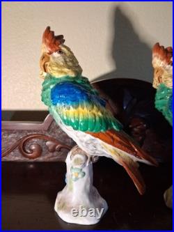 Pr Antique Paris De Porcelaine France Swords Mark Parrots Figurines Rare Find 8