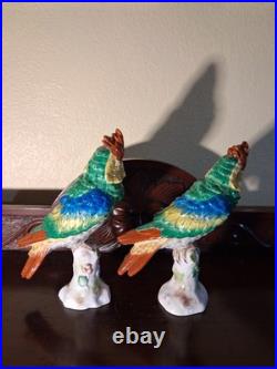 Pr Antique Paris De Porcelaine France Swords Mark Parrots Figurines Rare Find 8
