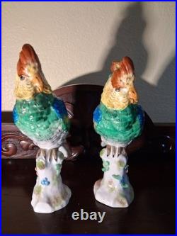 Pr Antique Paris De Porcelaine France Swords Mark Parrots Figurines Rare Find 8