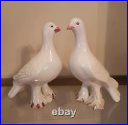 Pr. Ceramic Love Birds Valencian Figurita Doves Pigeon Italy