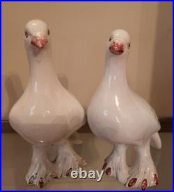 Pr. Ceramic Love Birds Valencian Figurita Doves Pigeon Italy